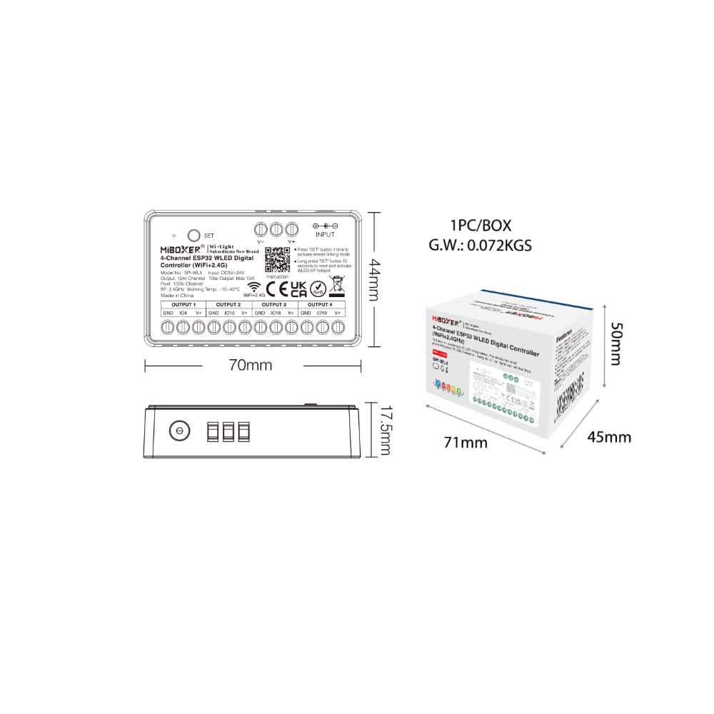 Ws2812B - Контроллер SPI LED Miboxer SPIW5-4 5-в-1